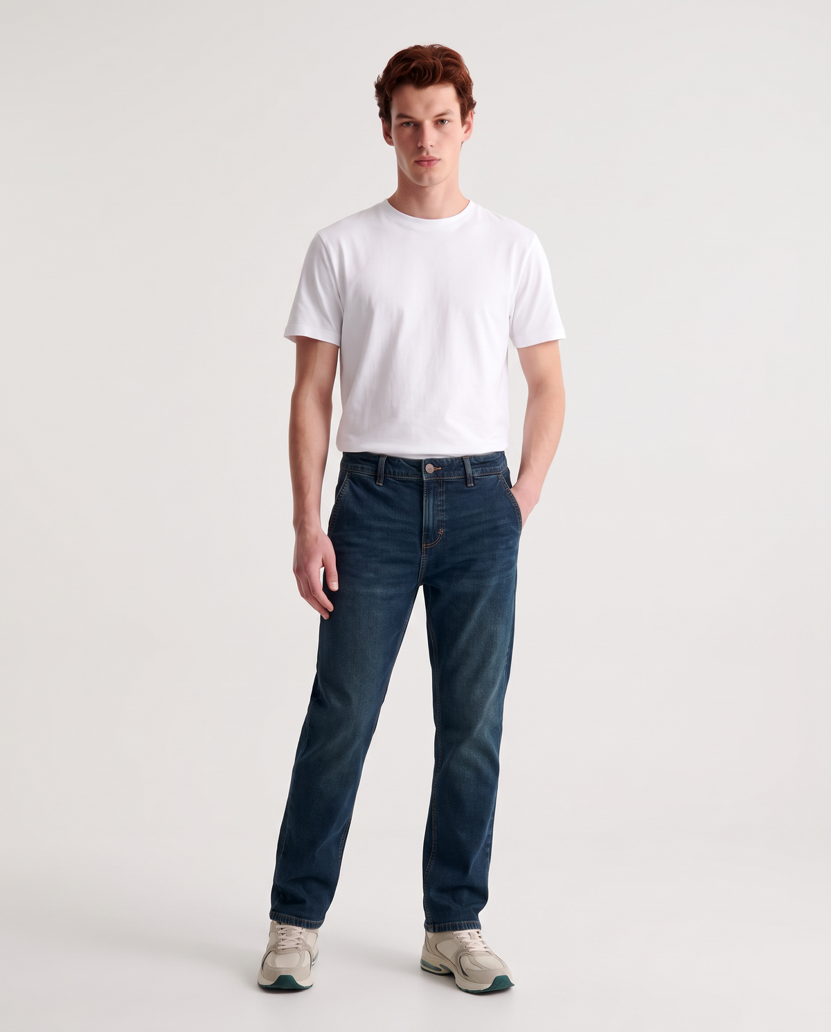 Dark Blue Regular Fit Chino Jeans - Blue