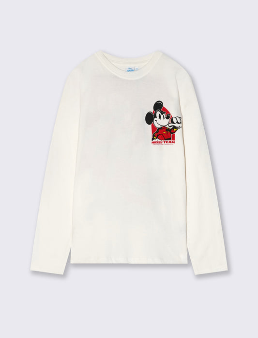 T-shirt maniche lunghe Mickey Mouse - Bianco latte
