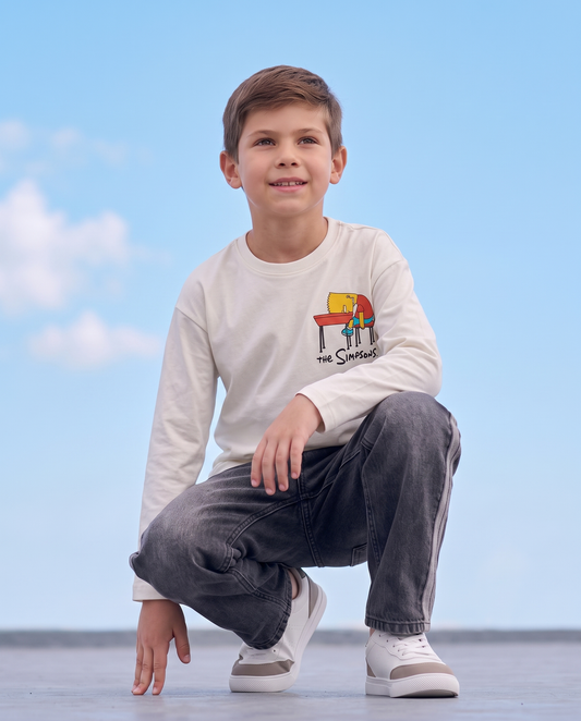 T-shirt maniche lunghe dei Simpson - Bianco latte