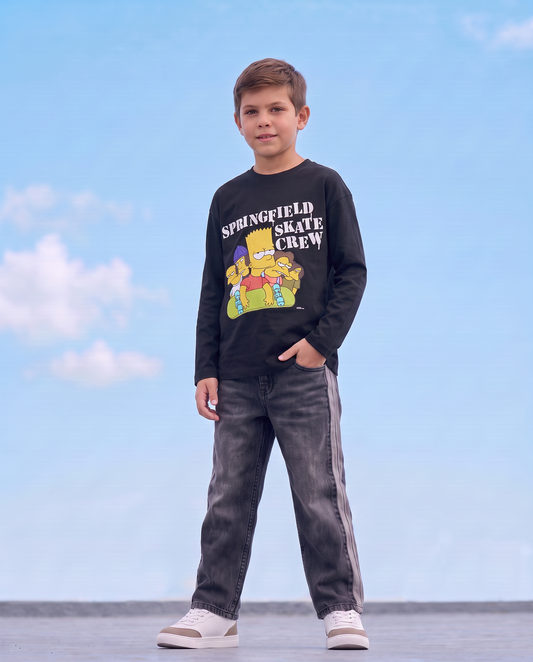 T-shirt maniche lunghe dei Simpson - Nero