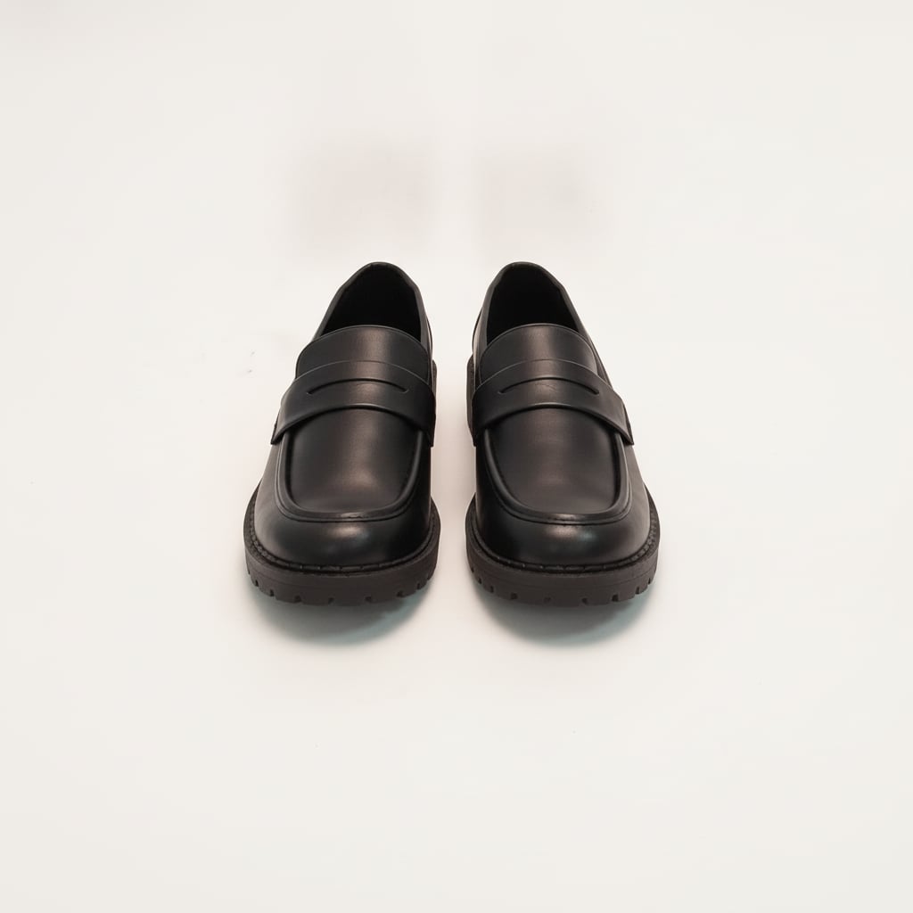 Black polyurethane moccasin 30 mm - Black