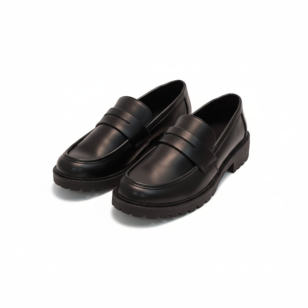 Black polyurethane moccasin 30 mm - Black