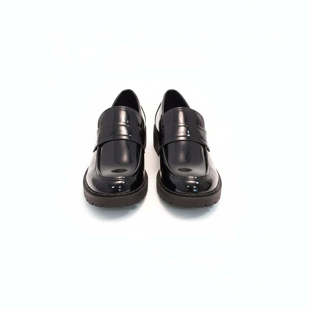 Black patent leather loafers - Black