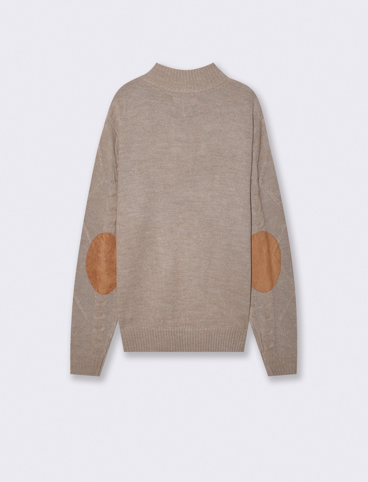 Maglia mezzo collo a trecce con bottoni - Grigio tortora