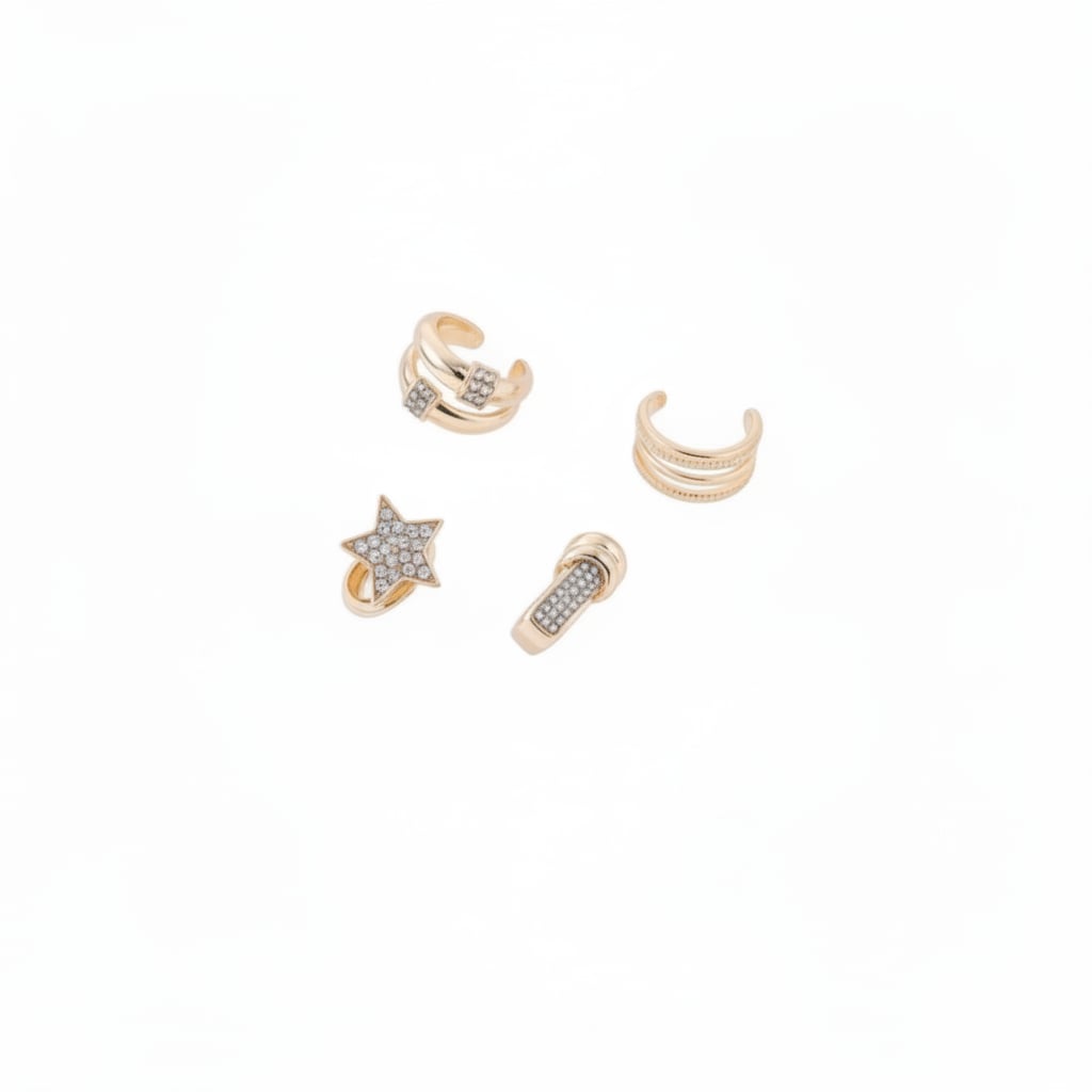 Orecchini: Earcuff Strass Nodo Stella - Oro