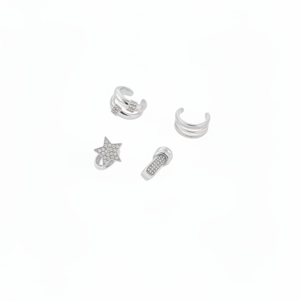 Orecchini: Earcuff Strass Nodo Stella - Argento