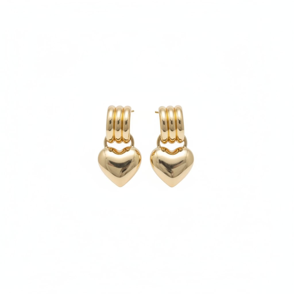Elegant heart lock earrings - Gold