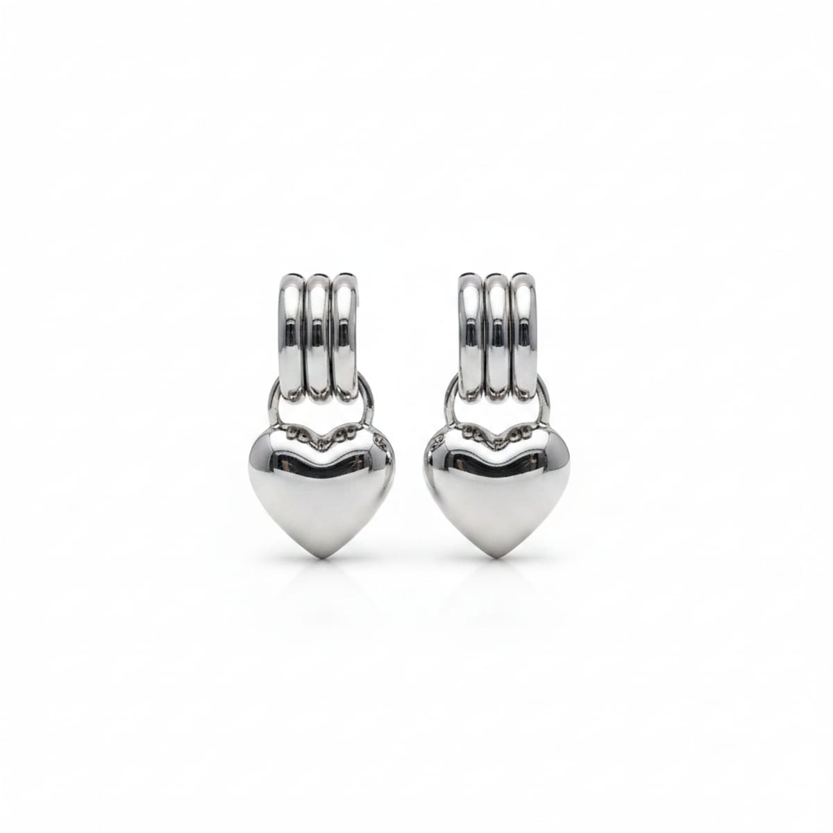Orecchini cuore catenaccio eleganti - Argento