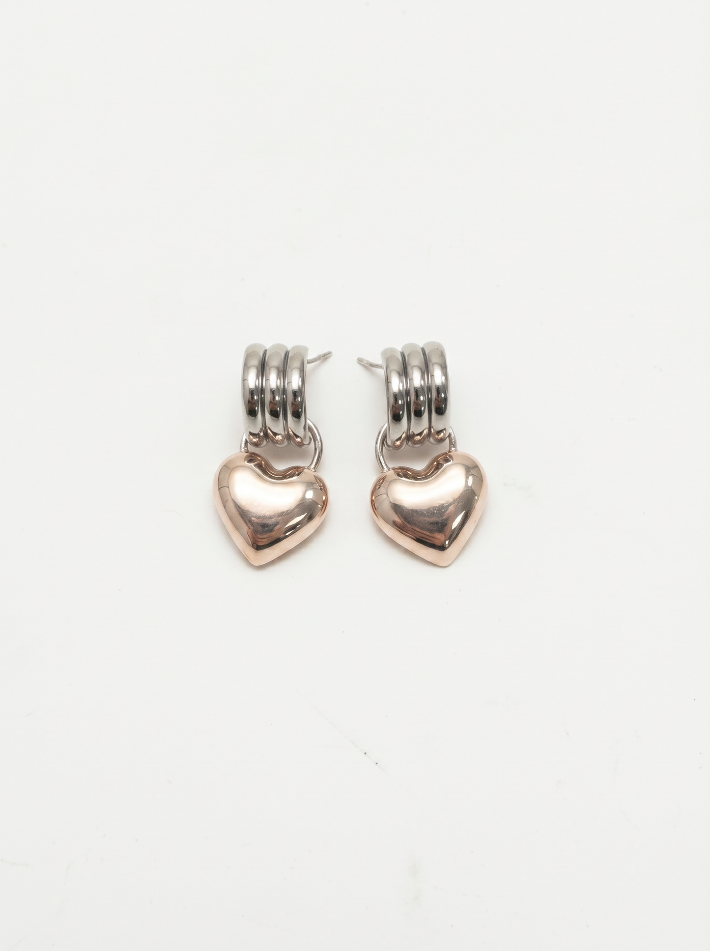 Orecchini cuore catenaccio eleganti - Rosa