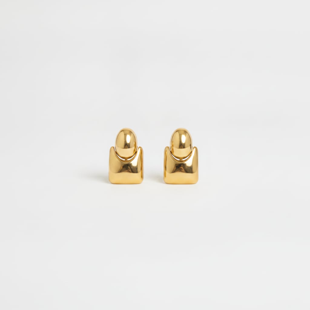 Orecchini clip bottone e quadrato - Oro