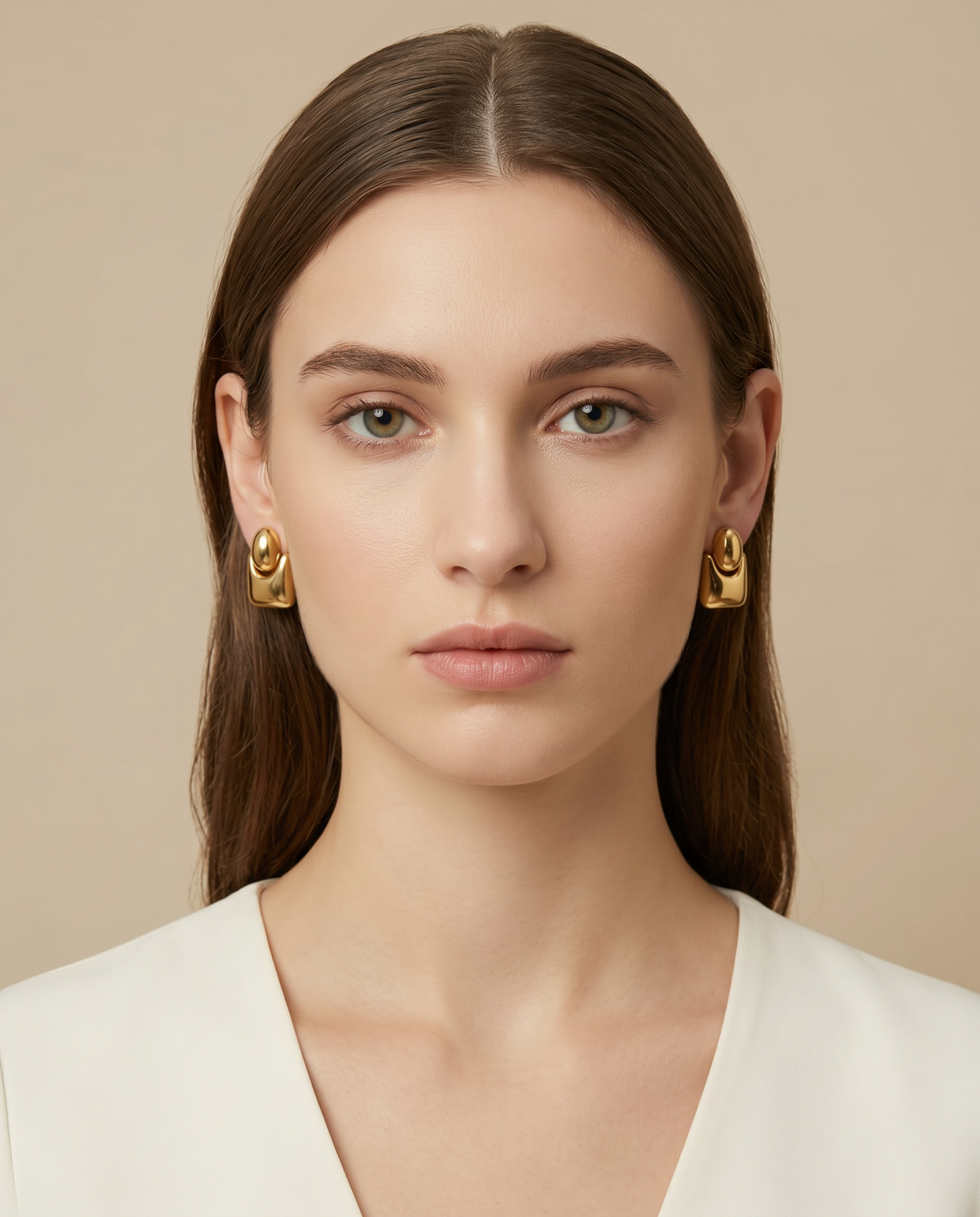 Orecchini clip bottone e quadrato - Oro