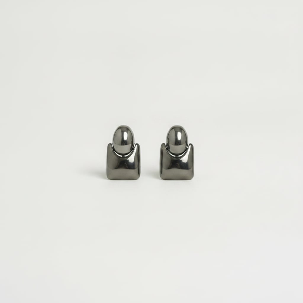 Orecchini clip bottone e quadrato - Argento