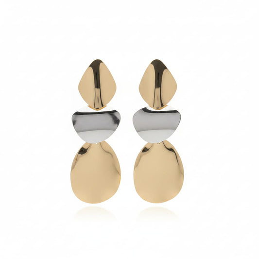 Orecchini pendenti con elementi geometrici irregolari e finitura lucida effetto oro. - Multicolor