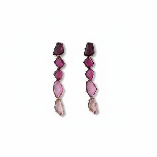 Unique Stone Dangle Earrings - Purple
