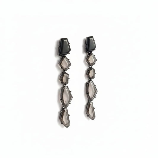 Unique Stone Dangle Earrings - Black