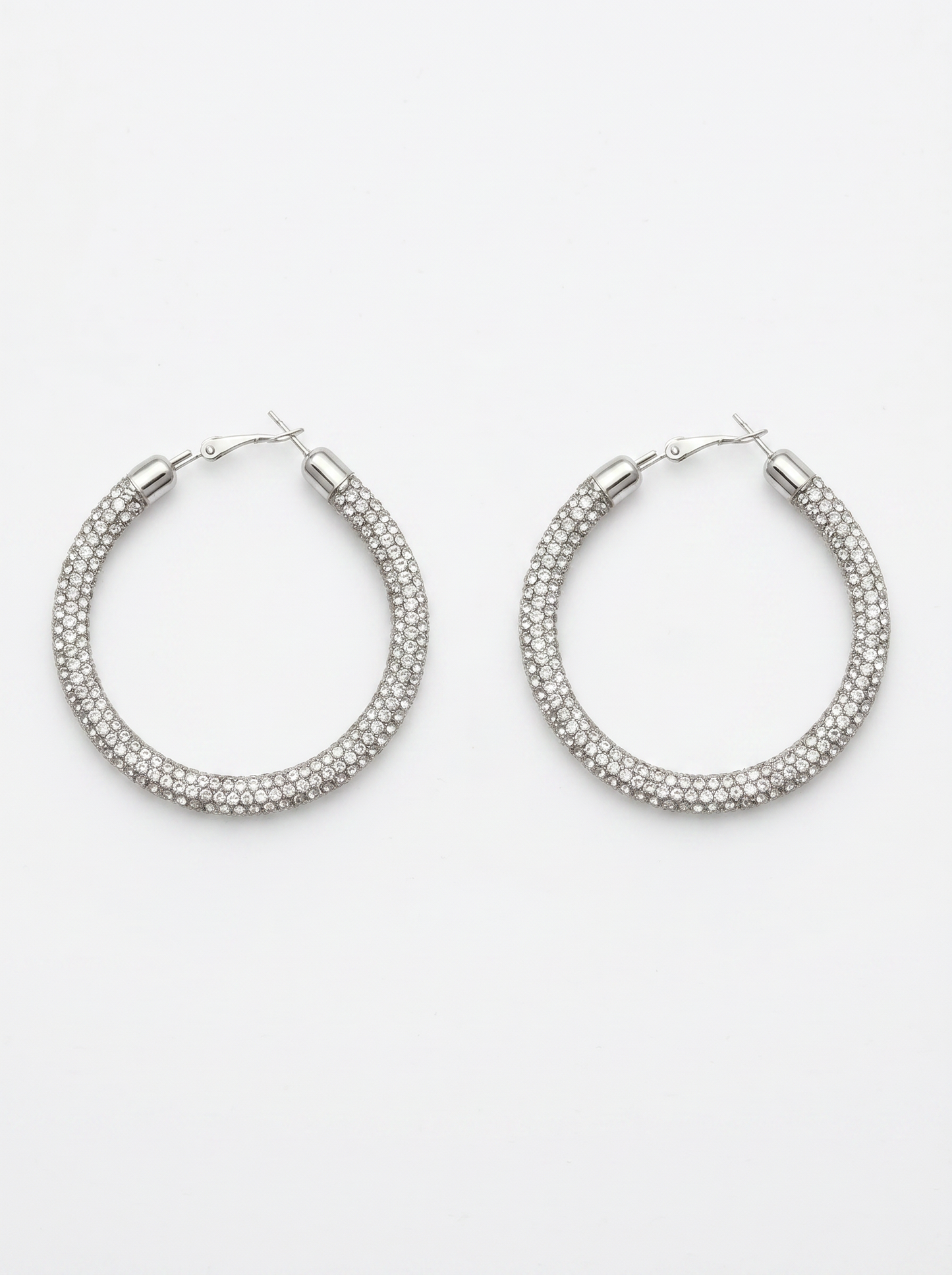 Orecchini cerchio grande con strass - Argento
