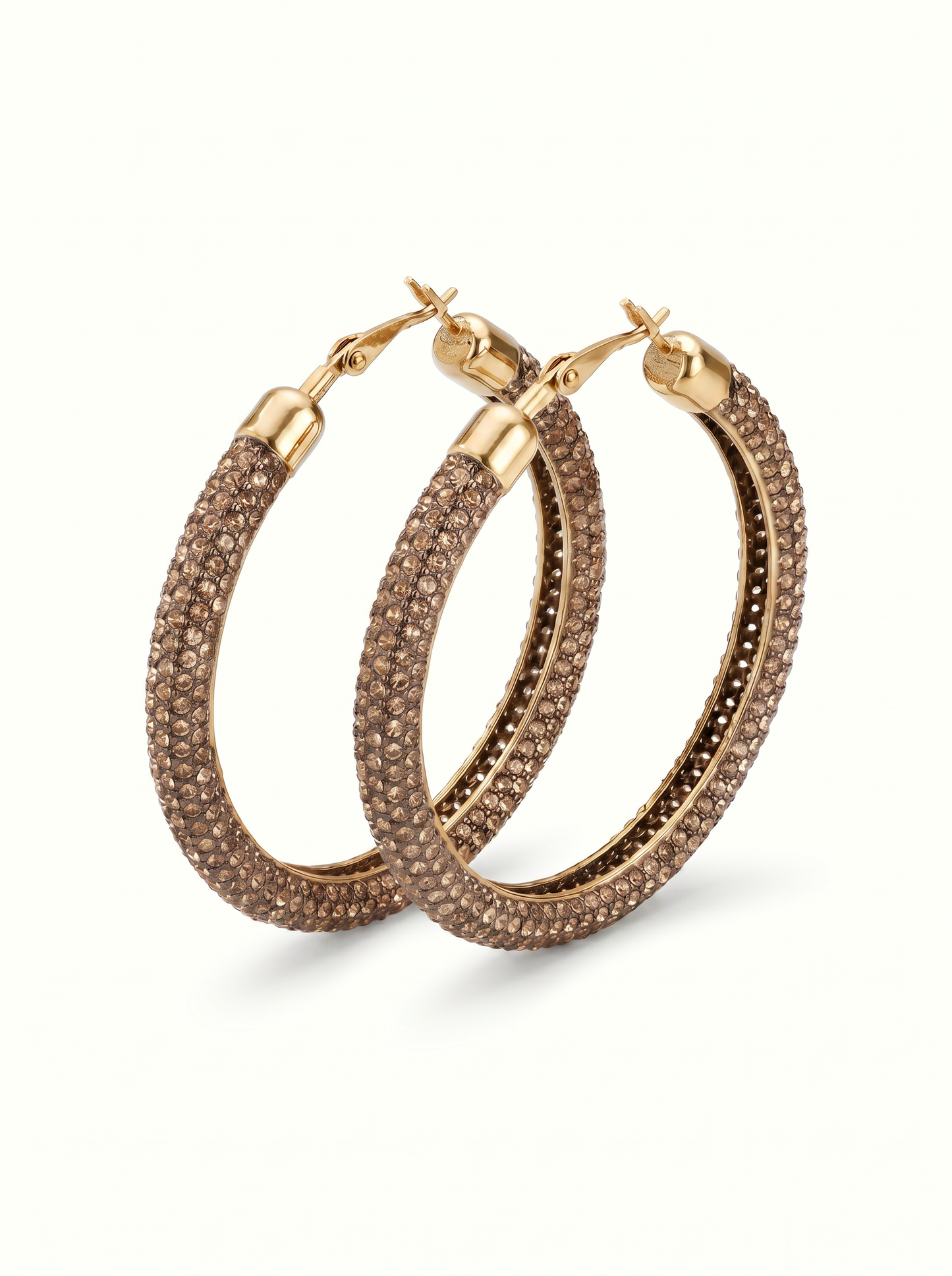 Orecchini cerchio grande con strass - Oro