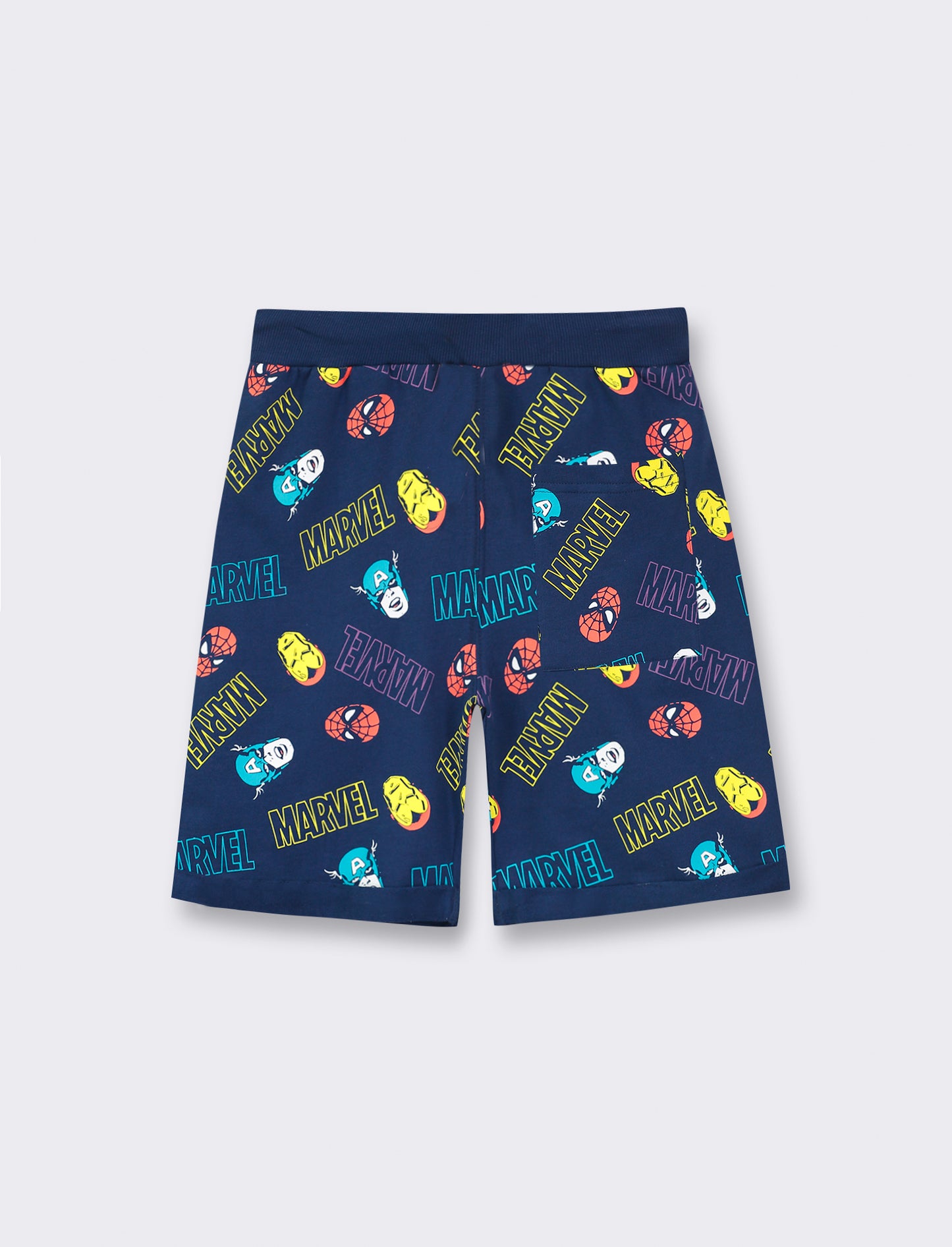 Marvel Printed Cotton Bermuda Shorts with Drawstring Waist - 2 Color Options - Multicolor