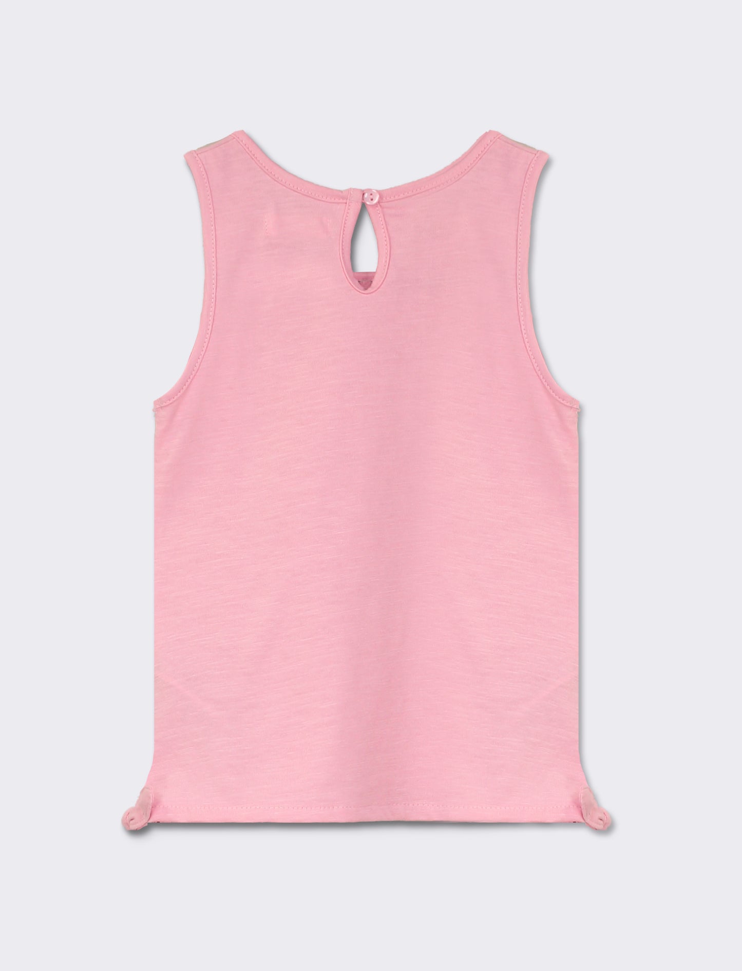 Sleeveless Round Neck Tank Top with Front Print - 2 Color Variations - Pink