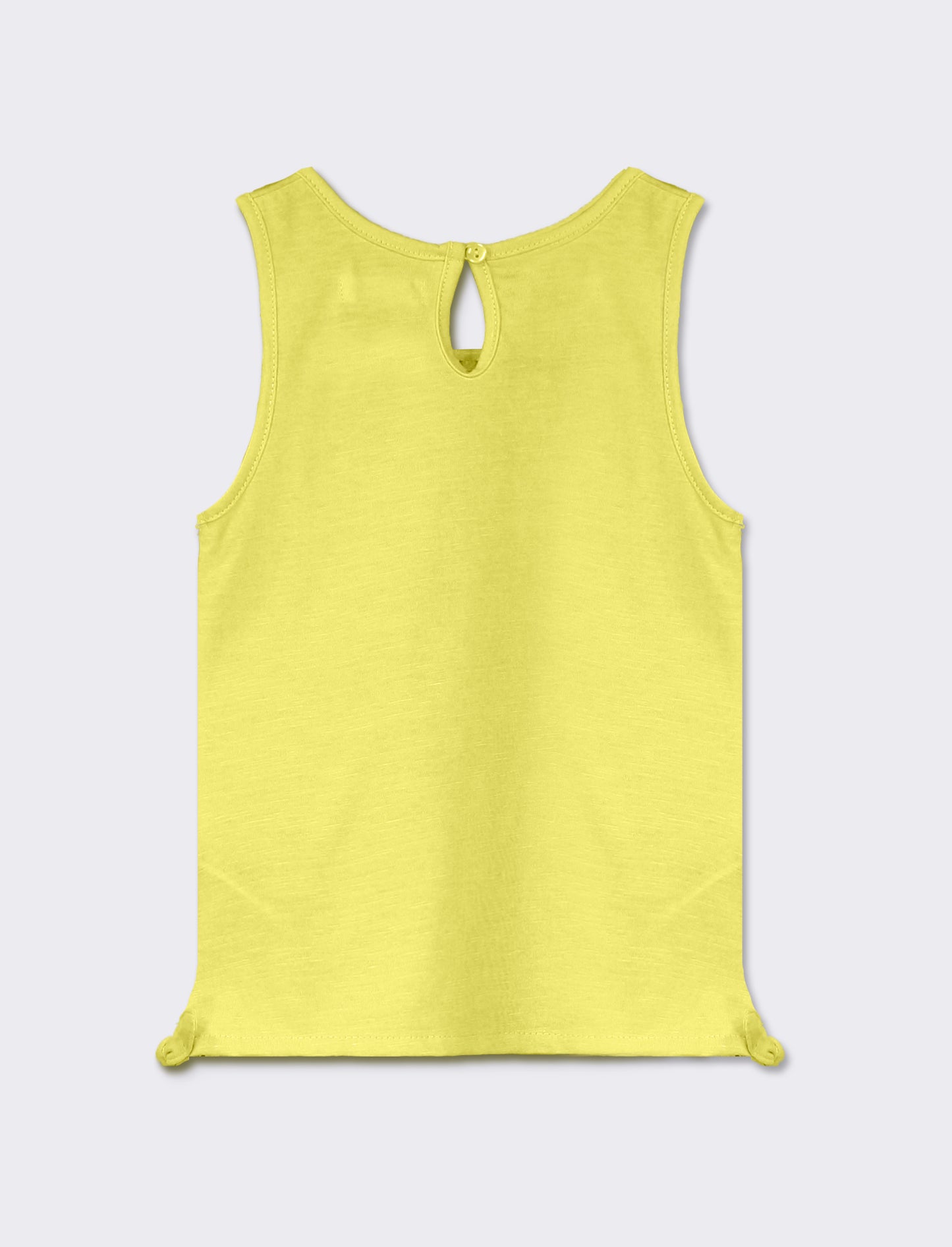 Sleeveless Round Neck Tank Top with Front Print - 2 Color Variations - Yellow