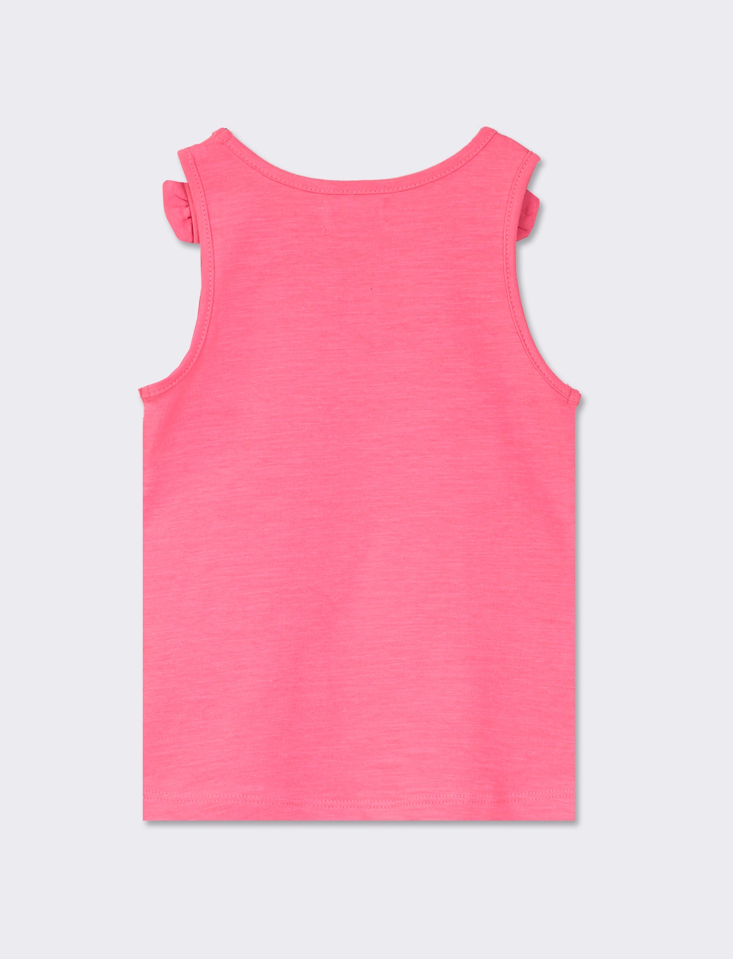 Jersey Sleeveless Top with Round Neck and Front Print - 2 Color Options - Fuxia