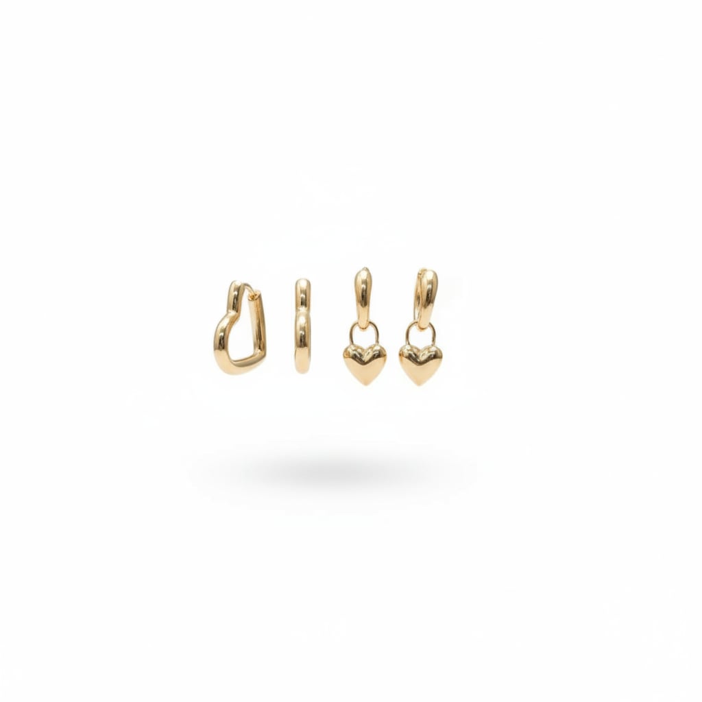Orecchini: 2 Paia di Cuori - Oro