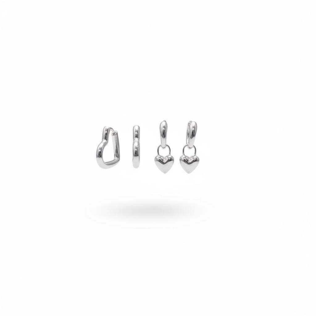 Orecchini: 2 Paia di Cuori - Argento