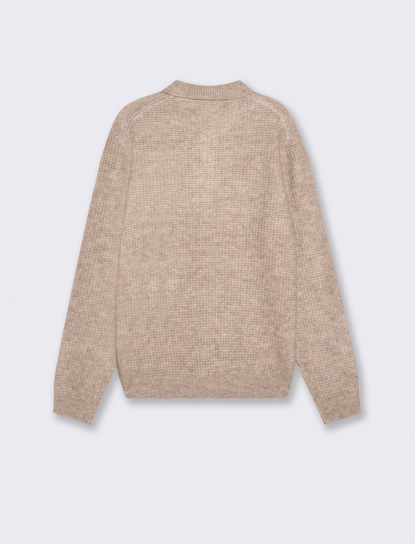 Maglia Polo Jacquard con Colletto Francese - Beige