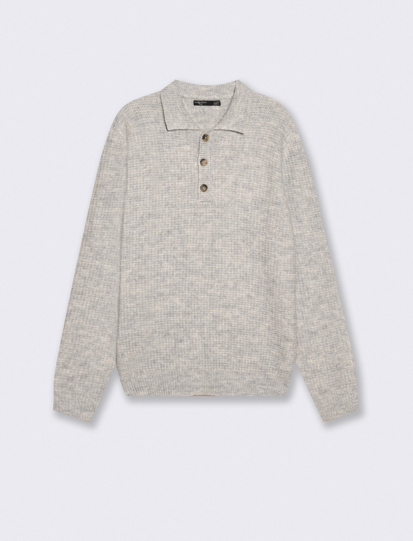 Maglia Polo Jacquard con Colletto Francese - Grigio mel.