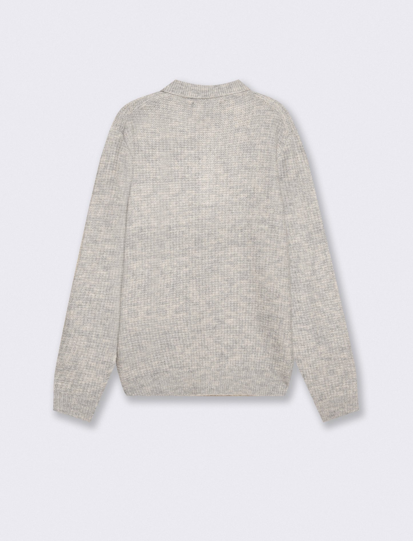 Maglia Polo Jacquard con Colletto Francese - Grigio mel.
