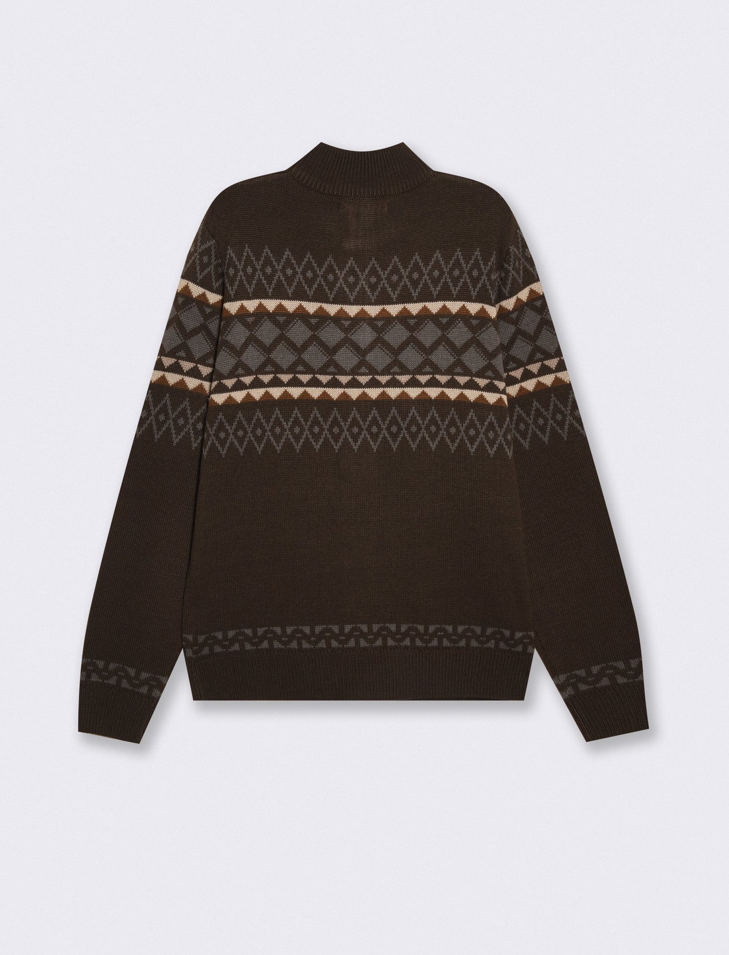 Maglia Cardigan Jacquard con Colletto - Moro