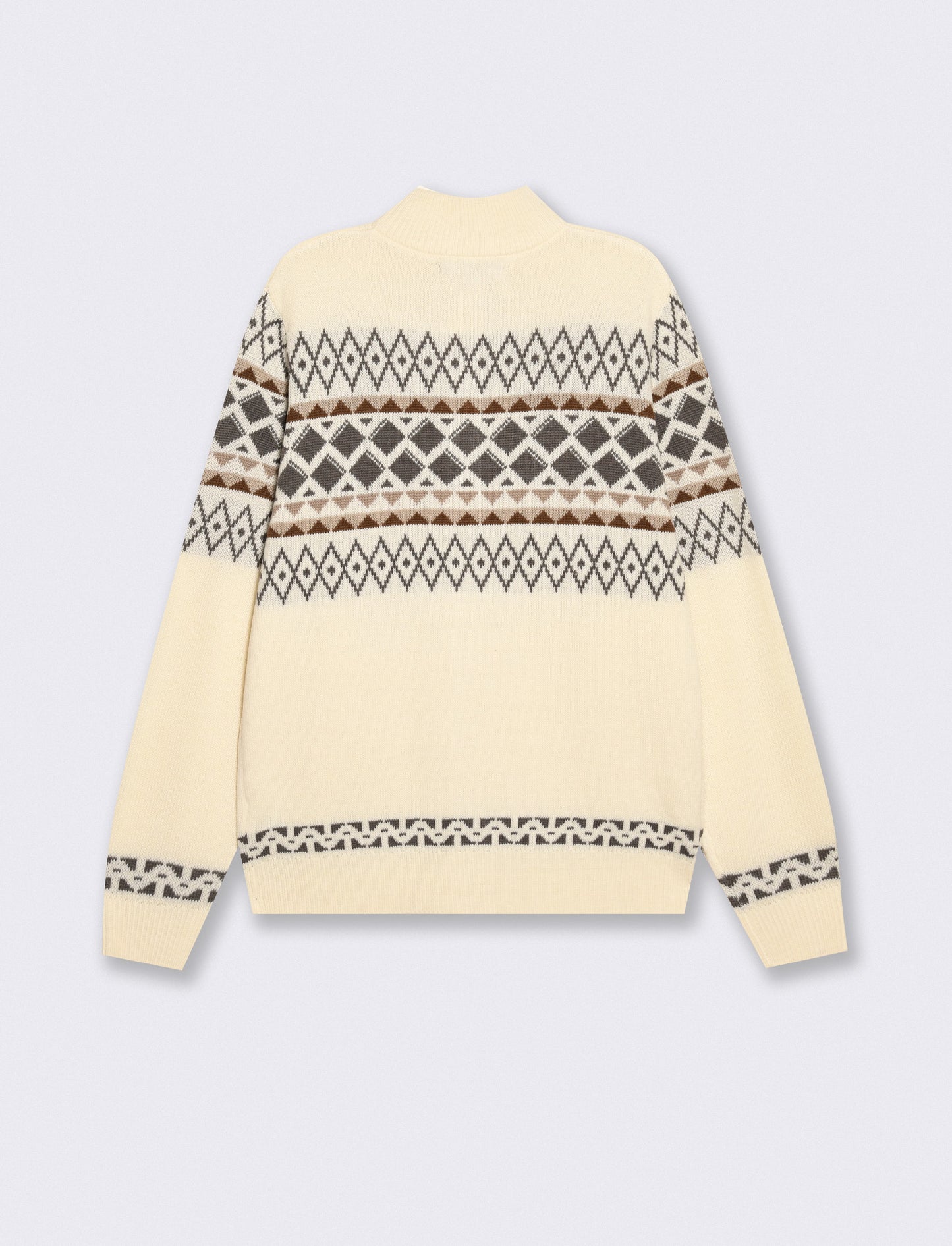 Maglia Cardigan Jacquard con Colletto - Bianco