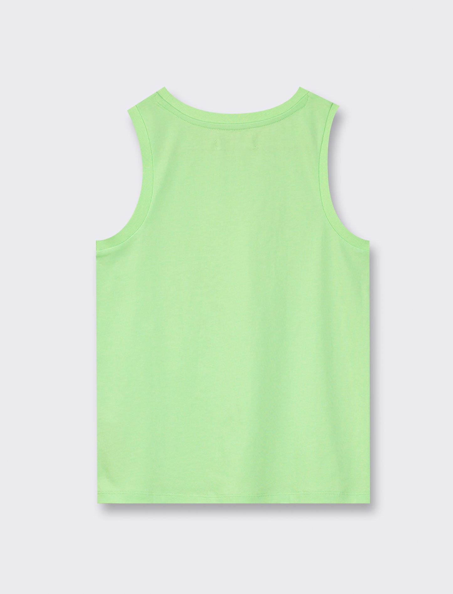 Regular Cotton Jersey Tank Top with Front Print - Green