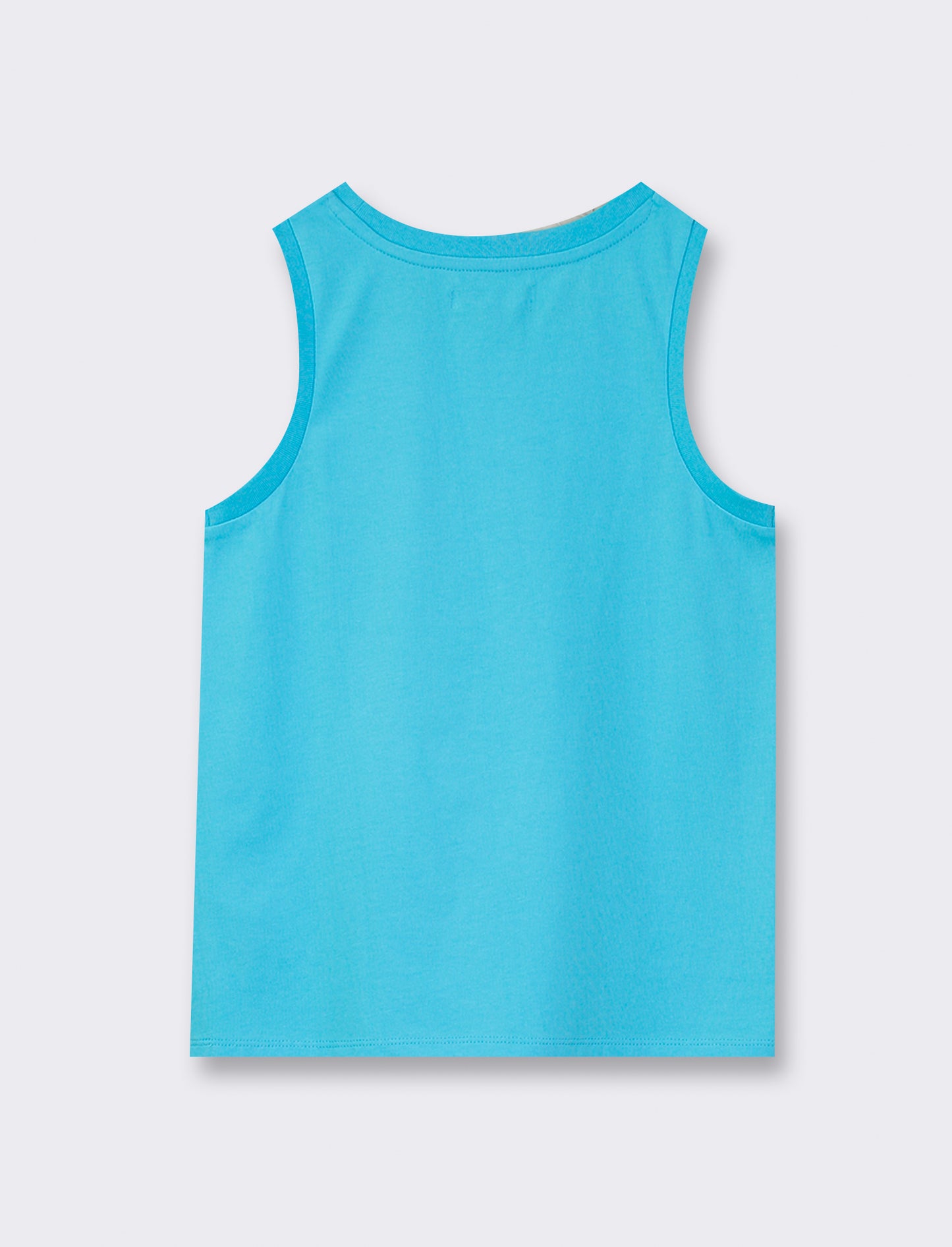 Regular Cotton Jersey Tank Top with Front Print - Sky blue