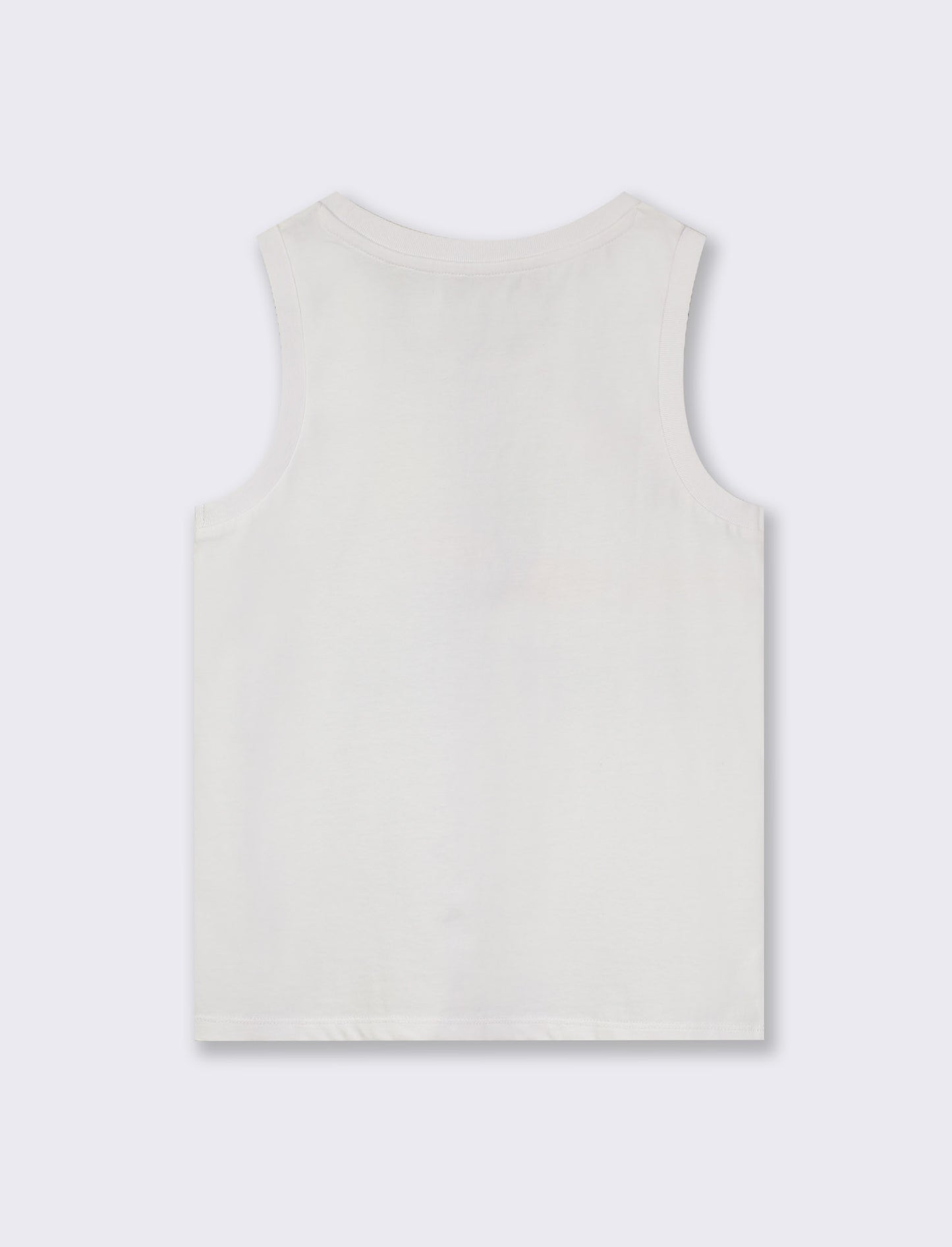 Regular Cotton Jersey Tank Top with Front Print - White