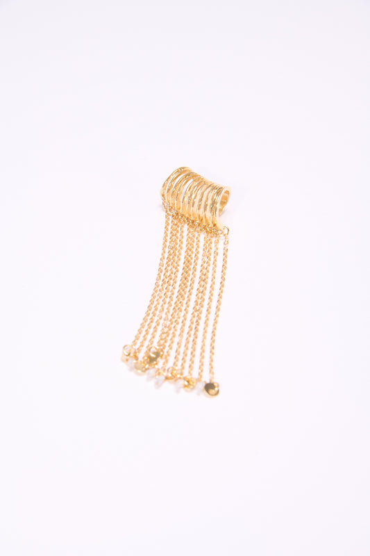 Multi ear cuff with elegant pendants - Gold