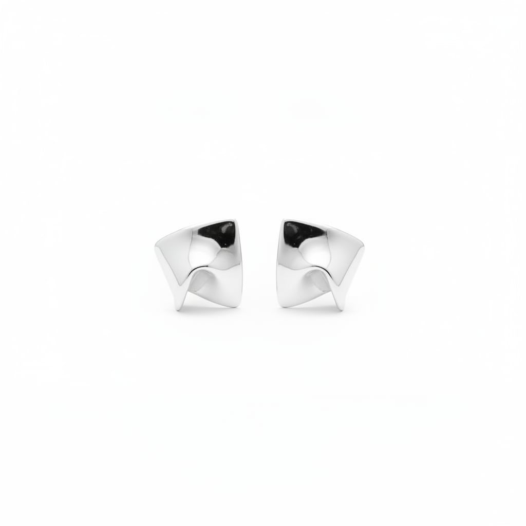 Square-shaped stiff earrings - Silver
