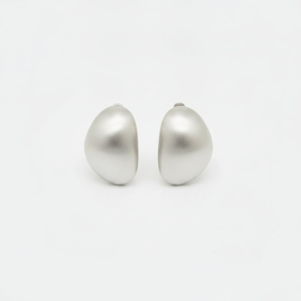 Large Button Earrings - Silver
