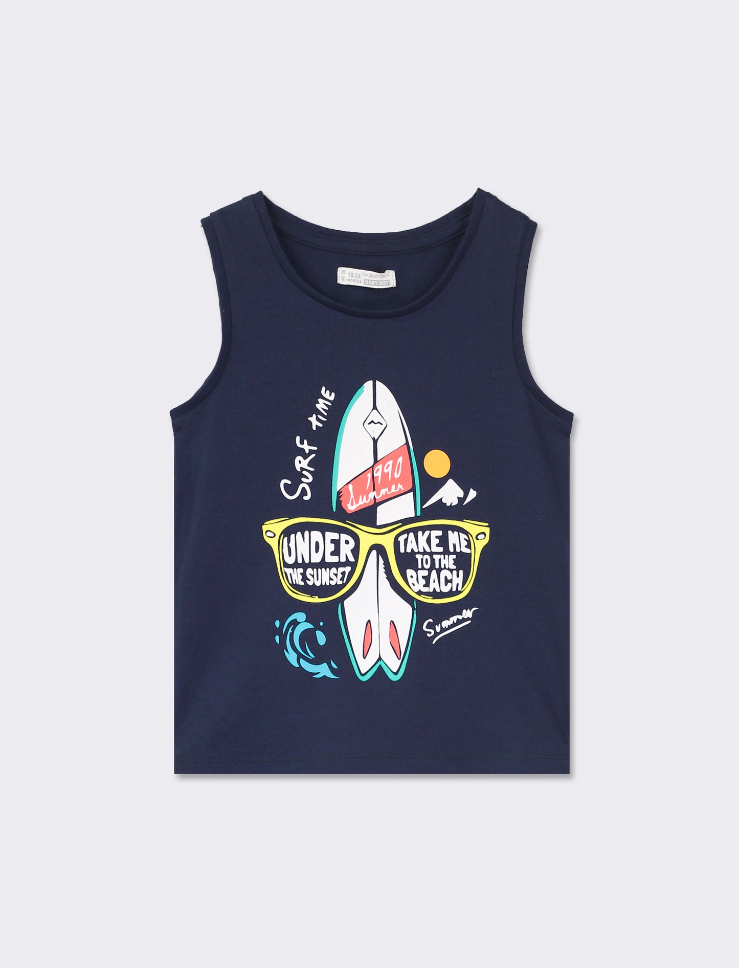 Printed Sleeveless Casual Tank Top - Blue