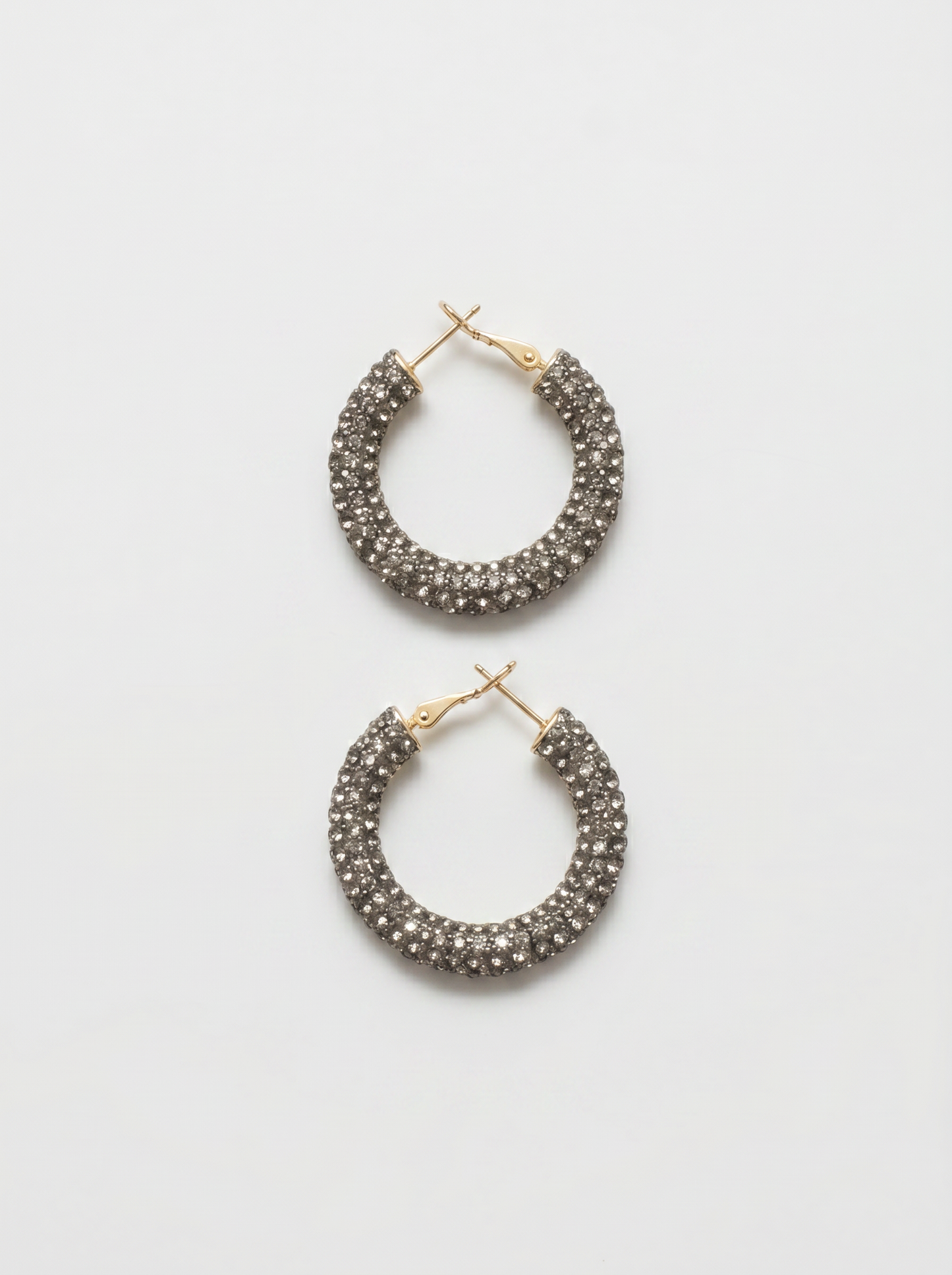 Small hoop earrings with rhinestones - Grey