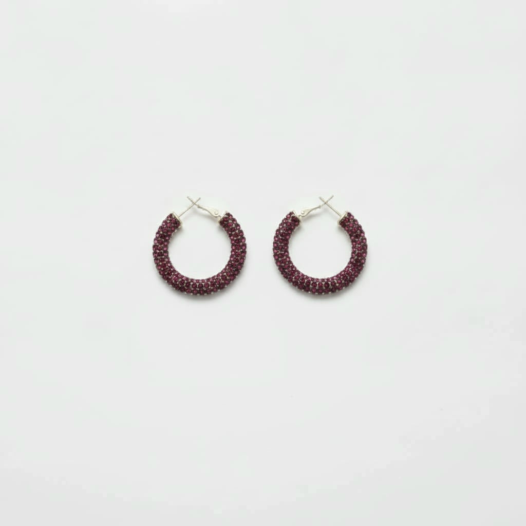 Orecchini a cerchio piccolo con strass - Rosa