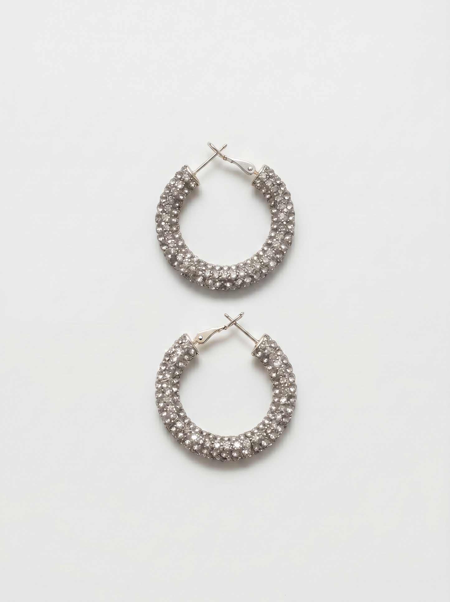 Orecchini a cerchio piccolo con strass - Argento