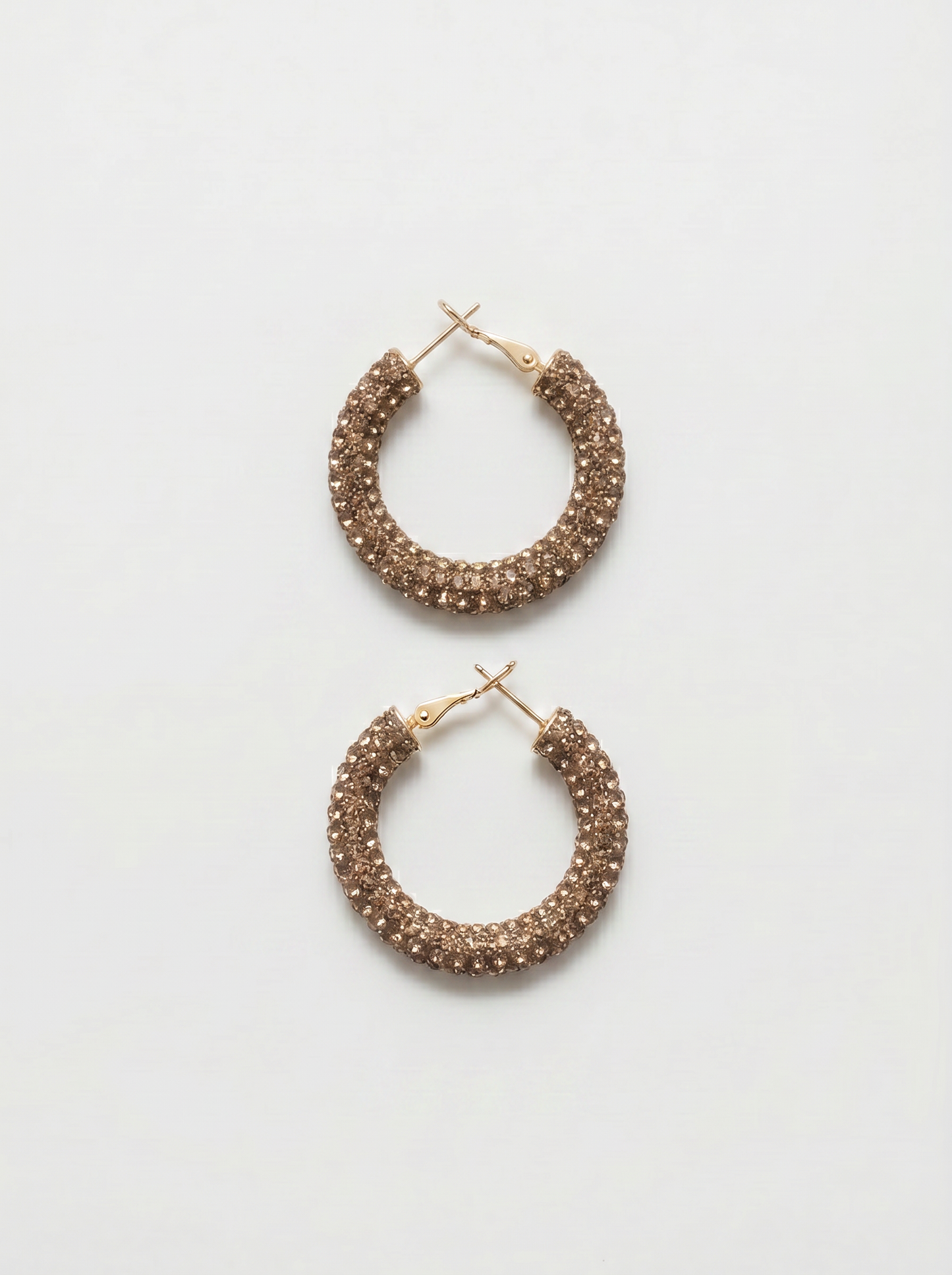 Orecchini a cerchio piccolo con strass - Marrone