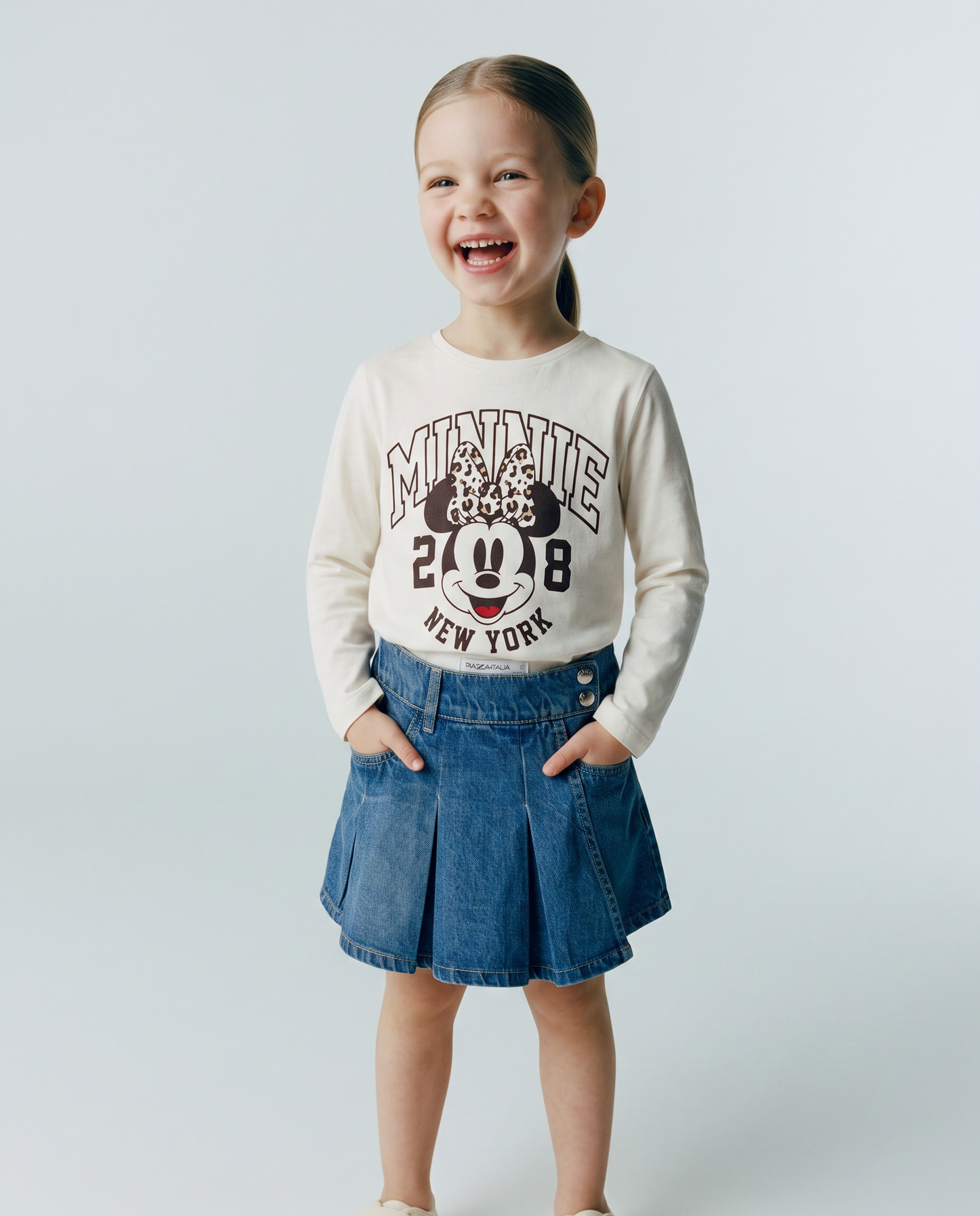 Disney/Minnie Long T-Shirt College Style - White