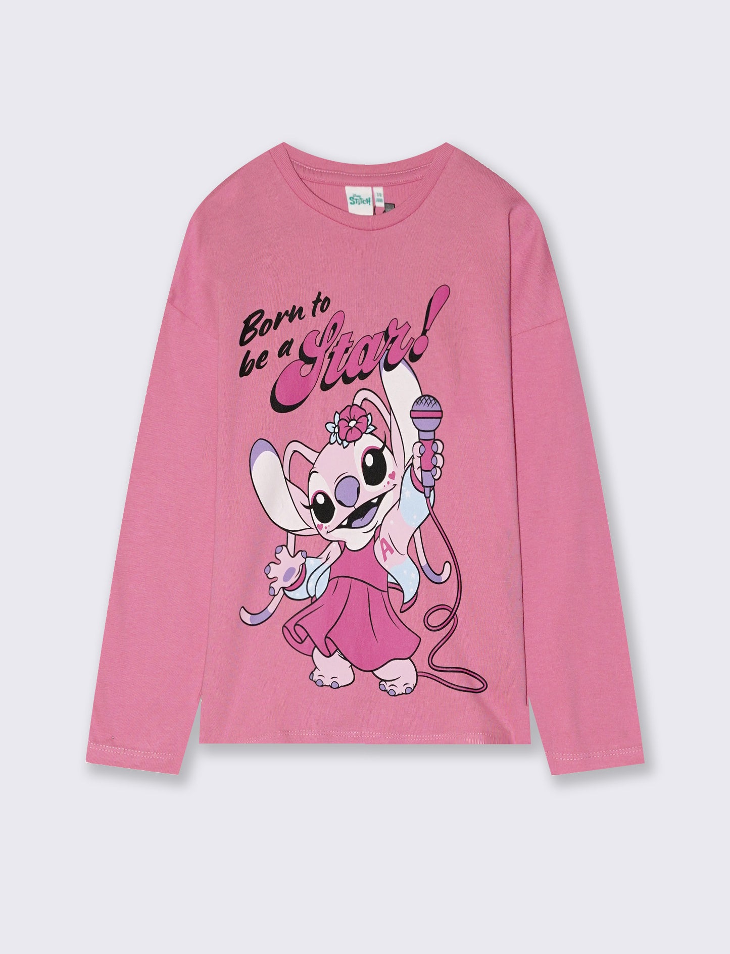 Long Sleeve T-shirt Stitch/Angel in Cotton - Pink