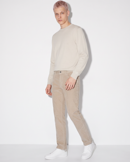 Pantaloni 5 tasche in velluto a coste - Sabbia