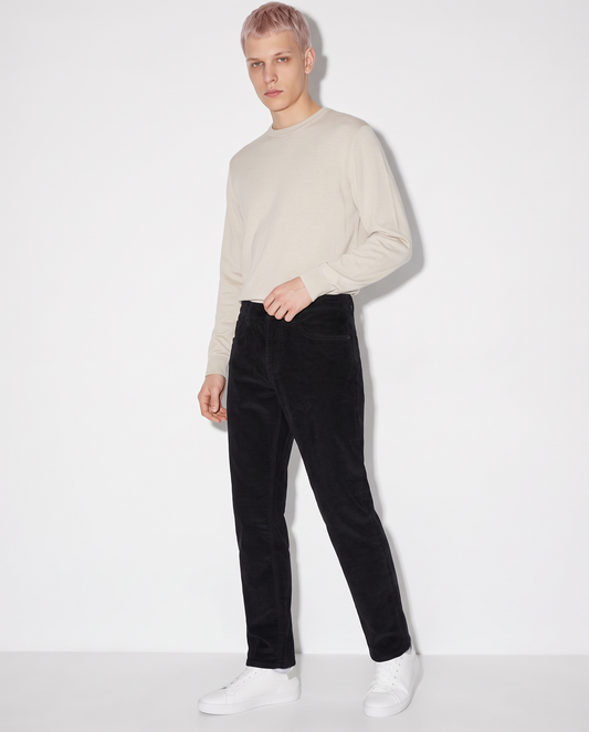 Pantaloni 5 tasche in velluto a coste - Nero