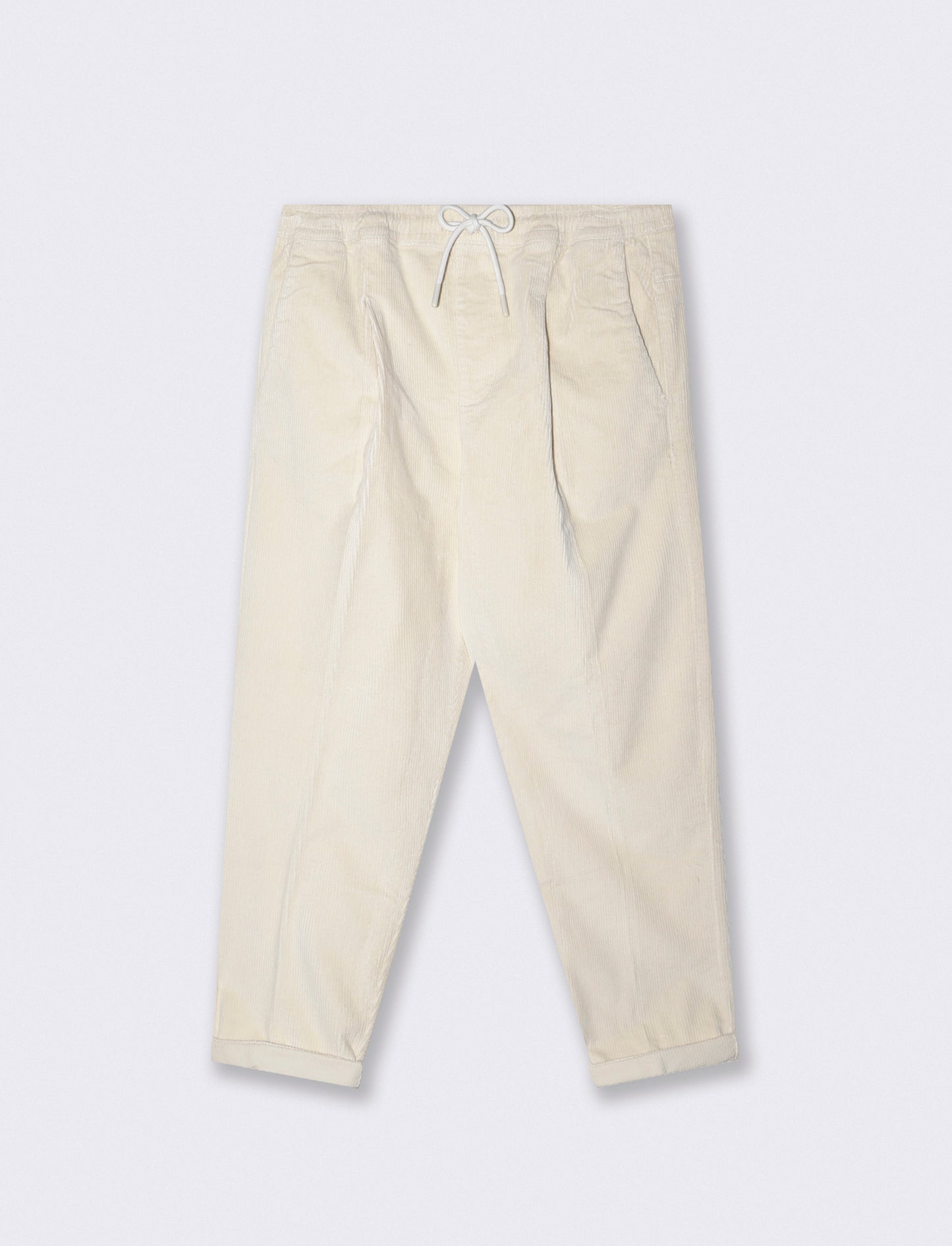 Pantaloni Chino Jogger in Velluto Regular Fit - Bianco