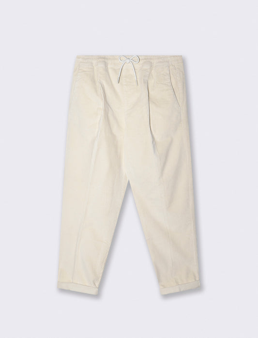 Pantaloni Chino Jogger in Velluto Regular Fit - Bianco