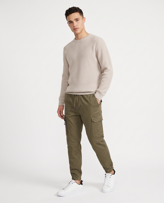 Pantaloni Jogger Cargo Fit con Tasche - Verde kaki